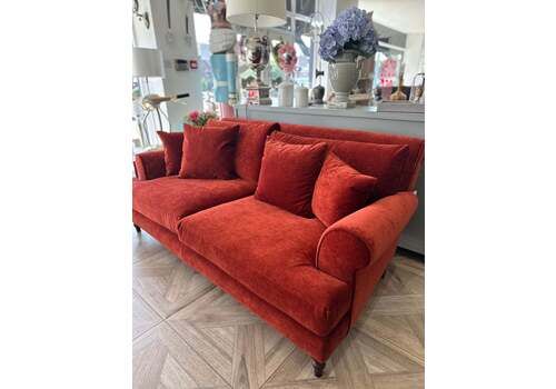 Burnt Orange Hartington Three Seater Velvet Sofa