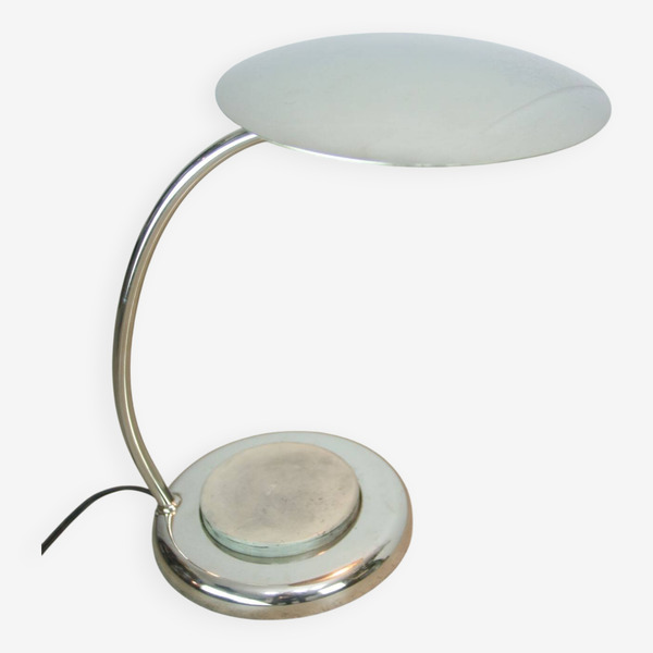 Mid Century Italian Big Button Table Lamp In Chrome