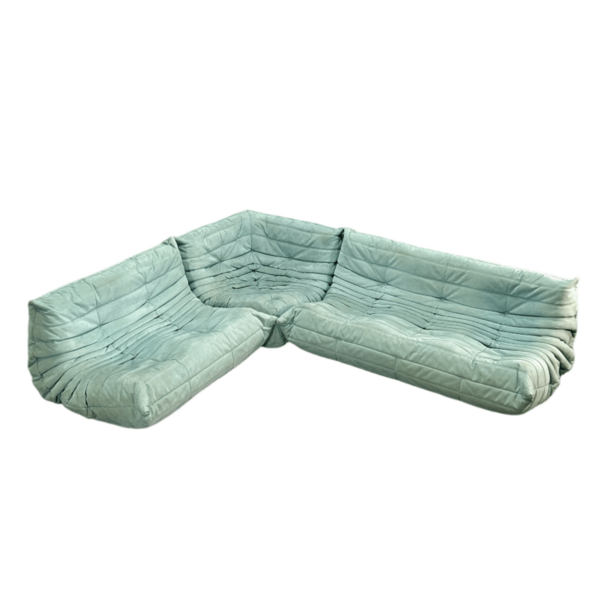 Ligne Roset Light Blue Modular Togo Sofa By Michel Ducaroy, Set Of Three
