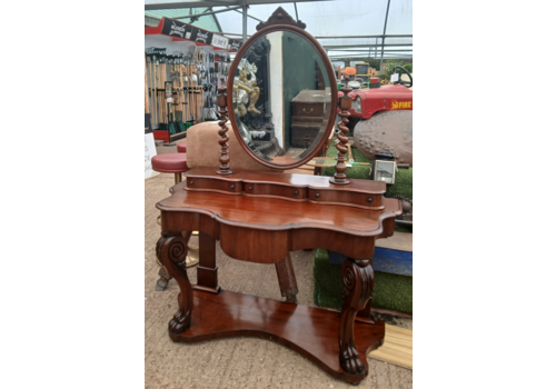 Antique Victorian Mahogany Duchess Dressing Table With Bevelled Edge Mirror