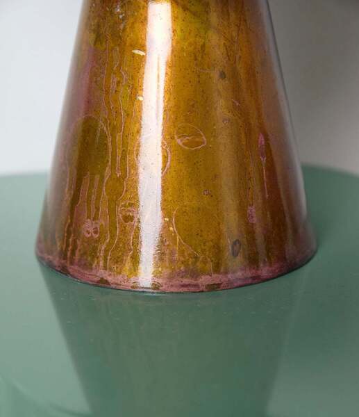 Bronze And Pink Splatter Mushroom Lamp photo for sale