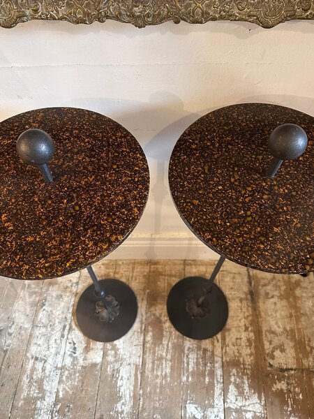 Tortoise Shell Paper And Iron Martini Tables