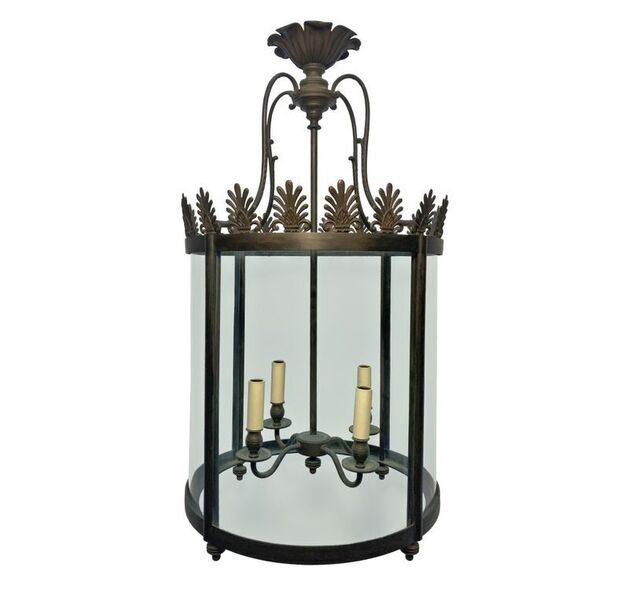 A Large English Regency Style Bronze Drum Lantern