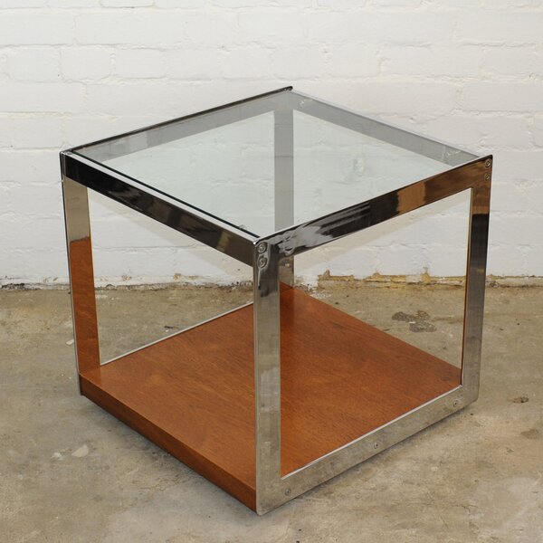 Teak And Chrome Small Square Coffee Table By Merrow Associates, 1970s