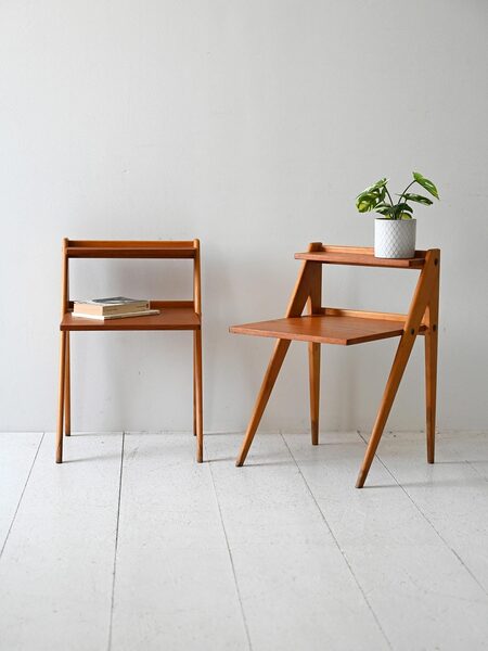 Pair Of Scandinavian 60s Bedside Tables With Shelves