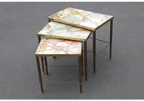 1950’s Onyx And Brass Nesting Tables