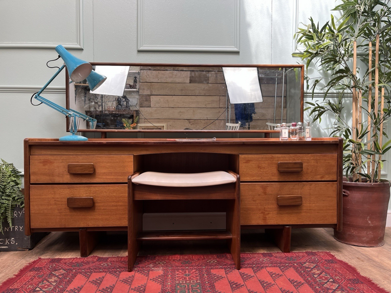Mid Century Retro Teak Dressing Table And Stool, Sideboard By White And Newton