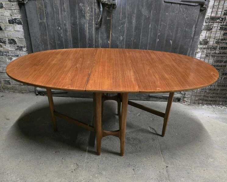 Nathan Retro Vintage Mid Century Teak Drop Leaf Dining Table