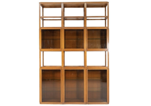 Mid Century Modern Shelves, Wood And Glass