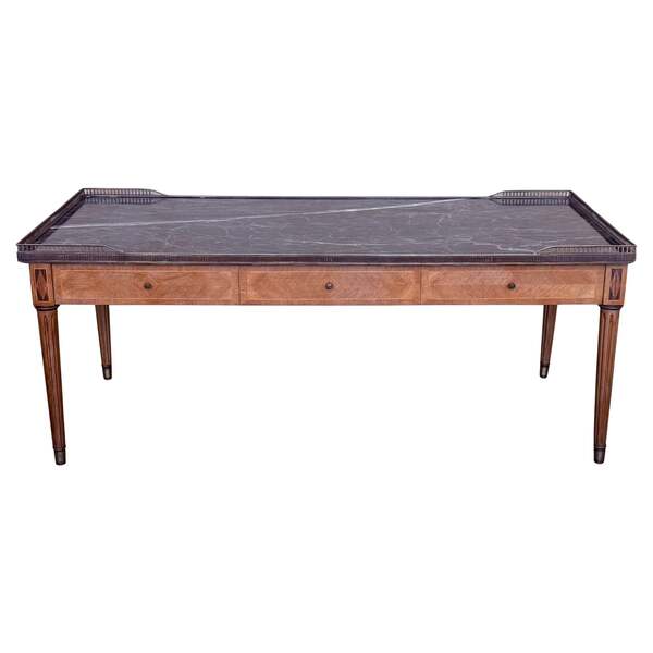 Early 20th Rectangular Bouillotte  Table With Fluted Legs And Drawers