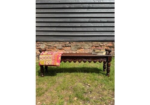 Victorian Carved Oak Window Seat Bench – Hall Seat Bedroom Plant Stand