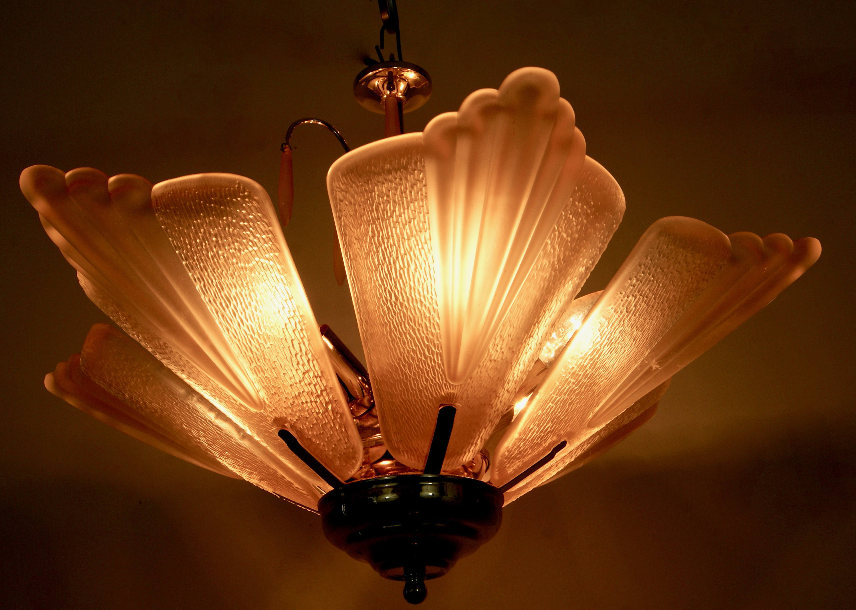 Revival Vintage 1960 Venetian Murano Vintage Murano Glass Ceiling Lamp by