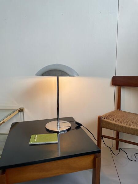 Lumess Swiss Modernist Bauhaus Style Table Lamp With Dome Mirrored Metal Shade 70s 80s