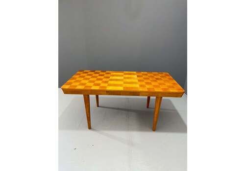 Expandable Dining Table With Checkerboard Veneer – Jindřich Halabala, 1940s–50s