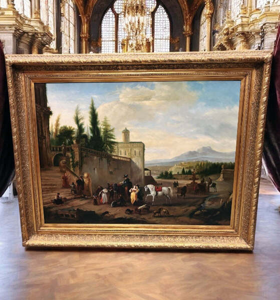 Large Oil On Canvas In Chunky Gold Gilt Frame. 127 X 102 Cms