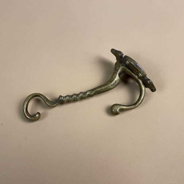 Antique Brass Door Hook Coat Wall Hanger Ornate Gold Edwardian