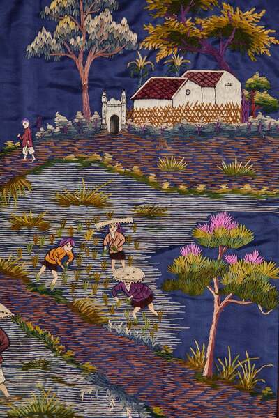 Chinese Silk Tapestry In Chrome Frame photo furniture