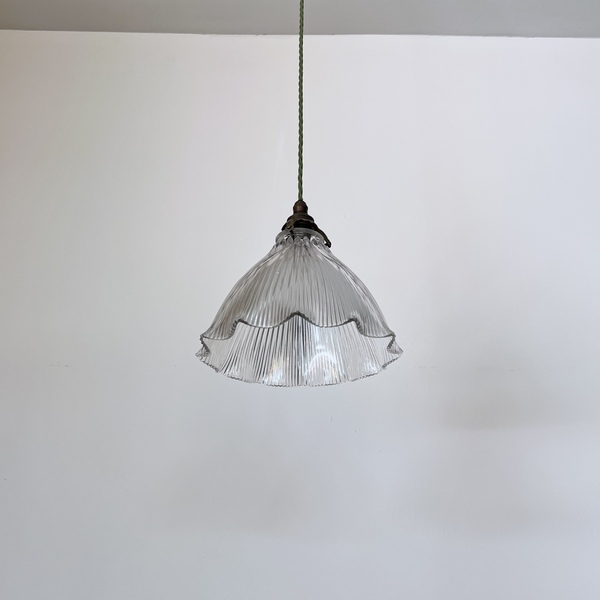 Large Fluted Stamped Holophane Shade photo furniture