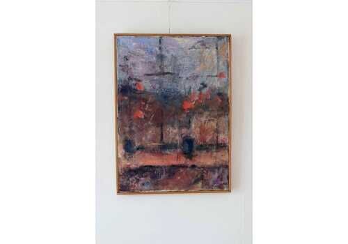 Mid 20th Century Original Abstract Oil On Canvas – Warm Tones
