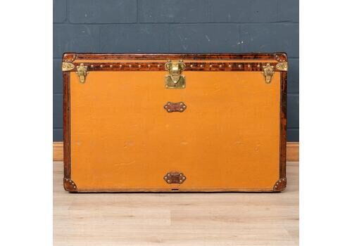20th Century Louis Vuitton Malle Haute Trunk Orange "Vuittonite" Canvas, C.1900