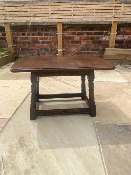 Vintage Solid Oak Folding Drop Leaf Table Antique Drop Leaf Occasional Side Table