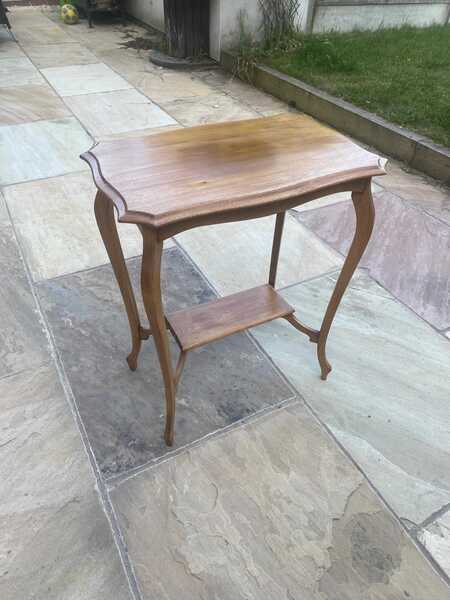 Antique Edwardian Two Tier Oak Side Table Lamp Table Vintage Console Table