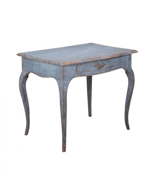 19th Century Swedish Blue Painted Side Table photo for sale