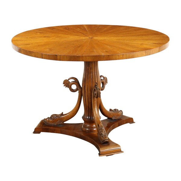 Antique Table Empire Style Walnut With Extensions XX Century