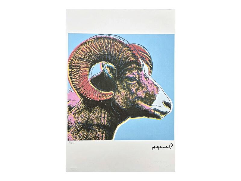 Andy Warhol   Bighorn Ram   Signed, Certificate, Limited Edition Of 100, 38 X 56 Cm, Edition Leo Castelli