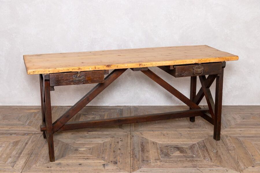 Old 1920's Vintage Workbench Bar Table