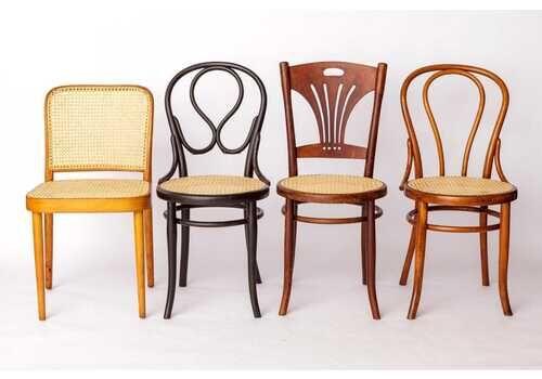 Set Of 4 Restored Viennese Café Chairs – Early 20th Century, Hand Caned Seats