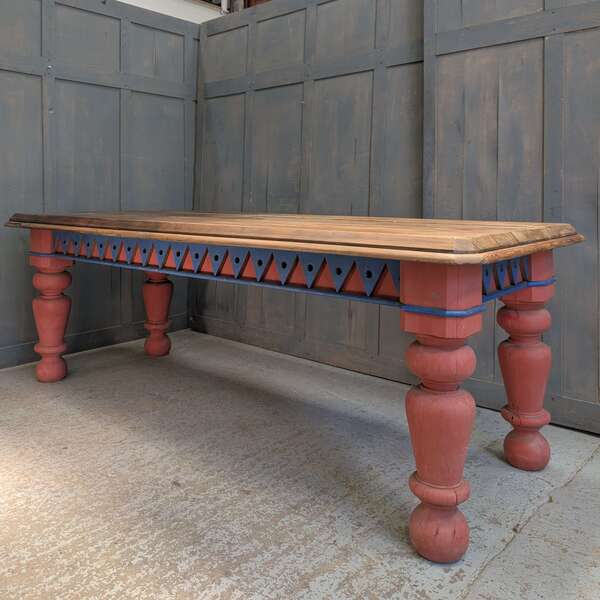 Large 19th Century Gothic Pitch Pine Table In The Style & Colour Of The 14th Century photo furniture