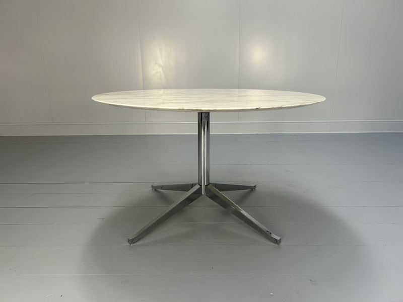 Knoll Studio “Florence Knoll” Round Desk Dining Table – In “Carrara” Marble