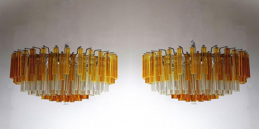 Venini   Pair Of Quadrilobi Chandeliers 1960