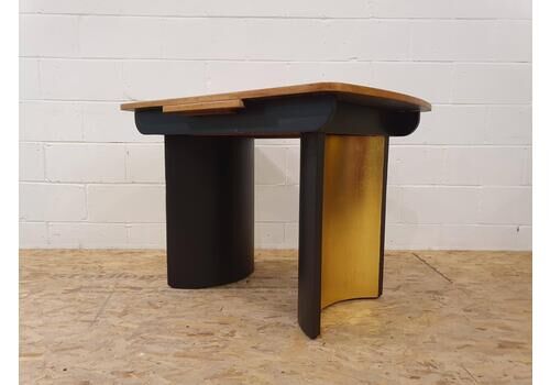 Art Deco Style Dining Table Hand Painted In Black With Gold Leaf Accents