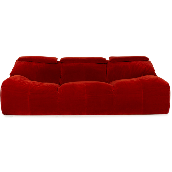 Ligne Roset Plumy Fabric Three Seater Red Manual Function Sofa