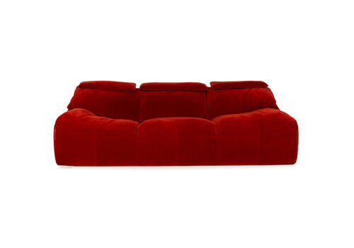 Ligne Roset Plumy Fabric Three Seater Red Manual Function Sofa