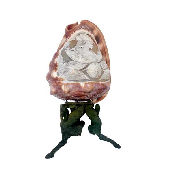 Antique Carved Conch Shell Light   Cameo Shell Light   Home Decor
