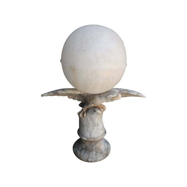 Futurist Alabaster Table Lamp With Eagle And Globe 1930