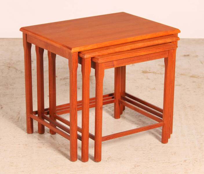 Danish Mid Century Teak Nest Of Three Tables By Toften Mobelfabrik, Circa 1960s