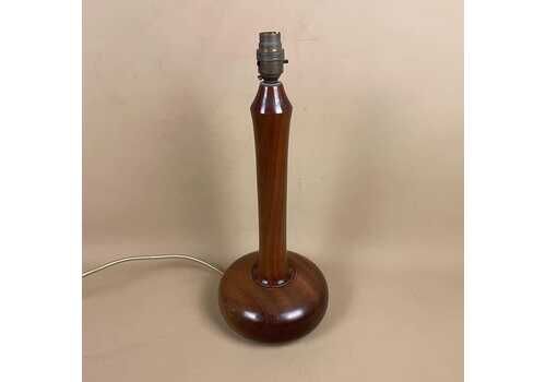 Vintage Wood Lamp Smooth Round Wooden Ball Base Bedside Table Antique Dark Brown Elegant Cottage Farmhouse Country Style Medium Tall Column