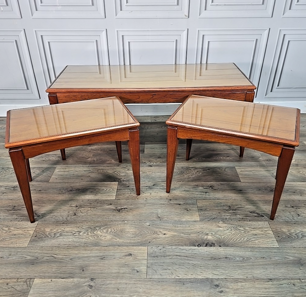 Retro Vintage Nest Of 3 Teak Wooden Side Tables Mid Century Modern Danish