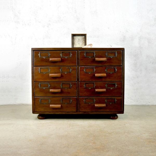 Antique Scratch Built Multi Bank Of 8 Drawers Filing Compact #102881