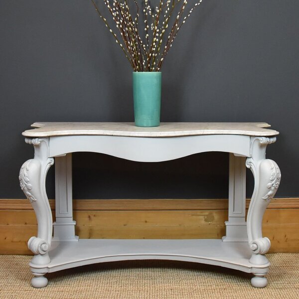 Large Victorian Console Table With Original Marble Top