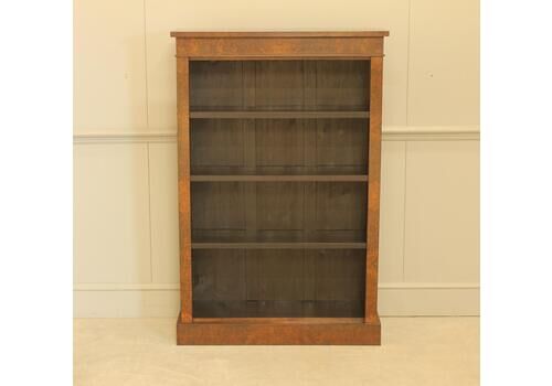 Victorian Faux Burr Walnut Open Bookcase