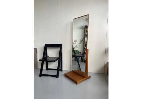 Large Mid Century Free Standing Adjustable Floor Mirror With Teak Base Frame By Stag