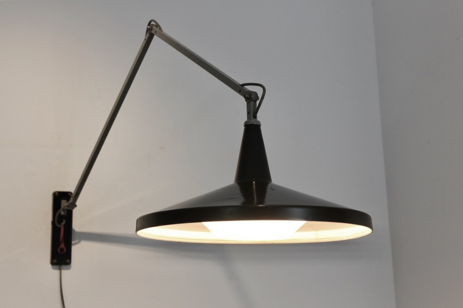 Gispen Panama Wall Lamp No. 4050 By Wim Rietveld & André Cordemeyer – Black With Original Diffuser photo furniture