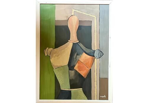 Créqule French Cubist Oil And Acrylic On Board, Le Mannequin, After Giorgio De Chiricolate 20th Century