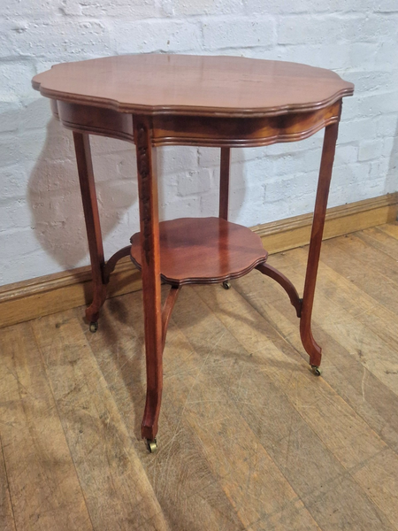 Antique Mahogany Circular 2 Tier Side Occasional Table