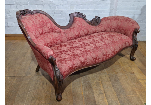 Antique Carved Victorian Double Ended Chaise Longue Day Bed Sofa Settee